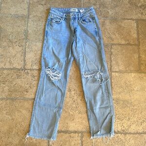 Paige Straight High Rise Jeans Light Wash 25 Blue Denim Women’s Juniors